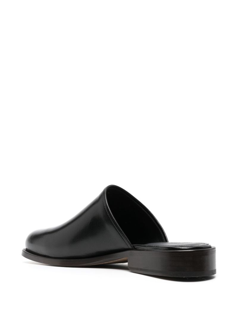 Black Square Toe Leather Mules