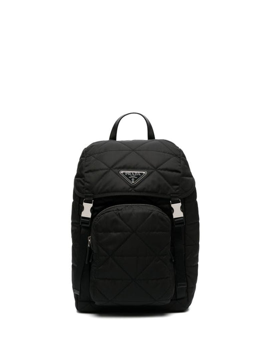 Black Re-nylon Quilted Backpack
