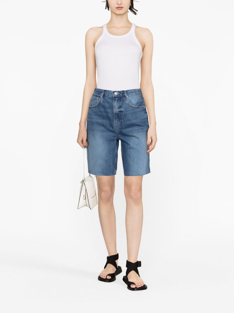 Blue Frayed-edge Denim Shorts
