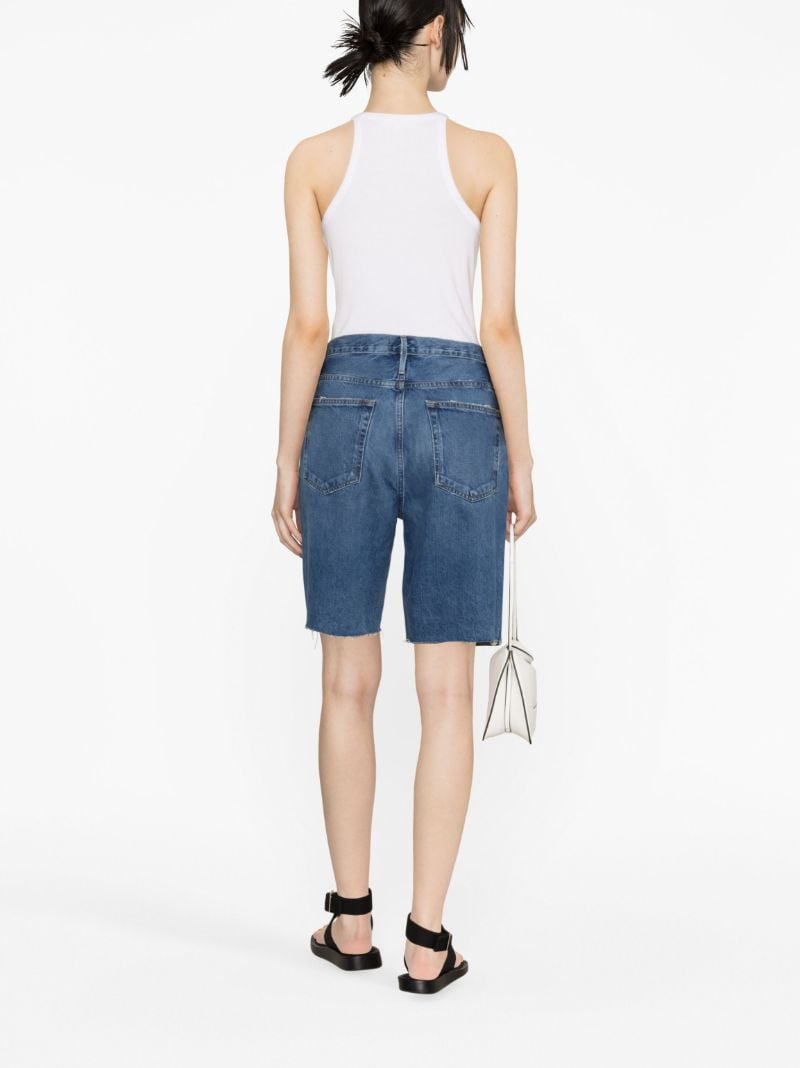 Blue Frayed-edge Denim Shorts