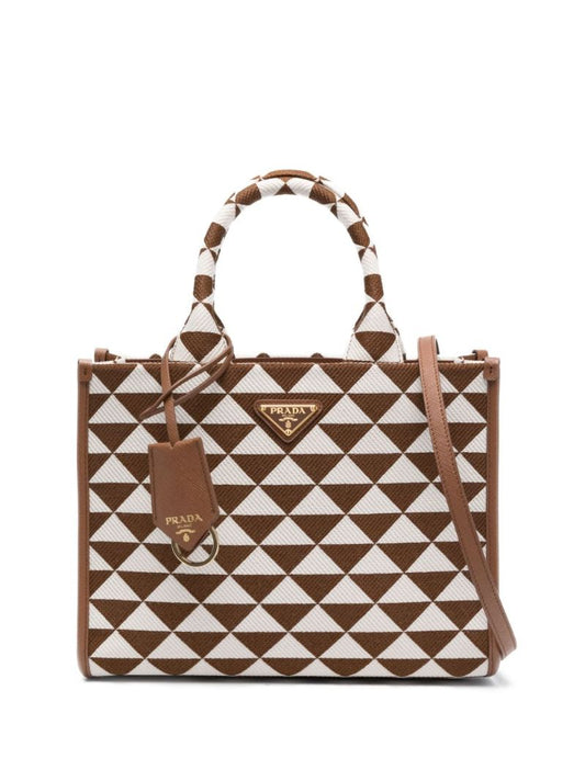 Brown Symbole Small Jacquard Tote Bag