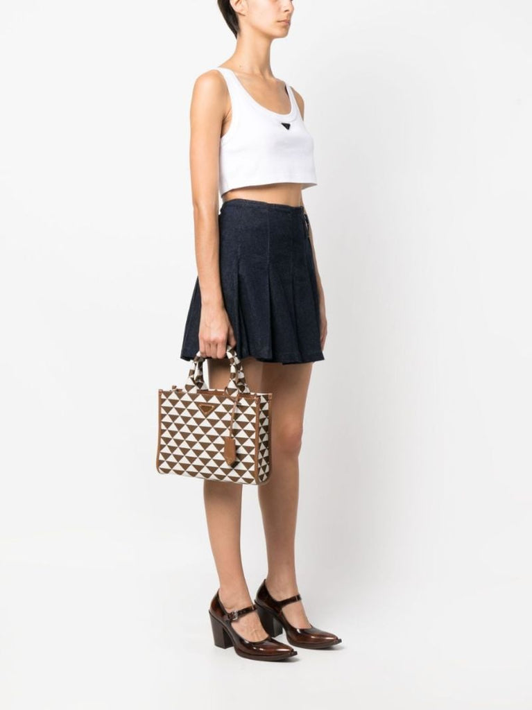 Brown Symbole Small Jacquard Tote Bag