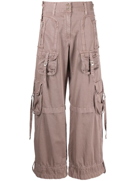 Pink Wide-leg Cargo Trousers