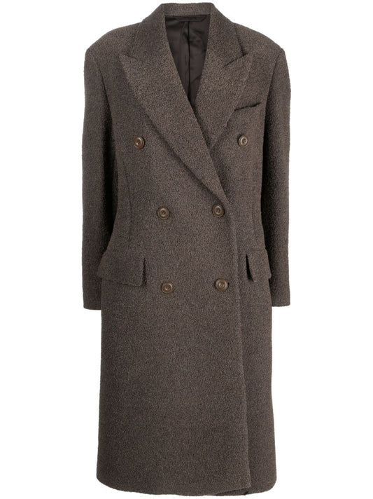 Grey BouclÃ© Double-breasted Coat