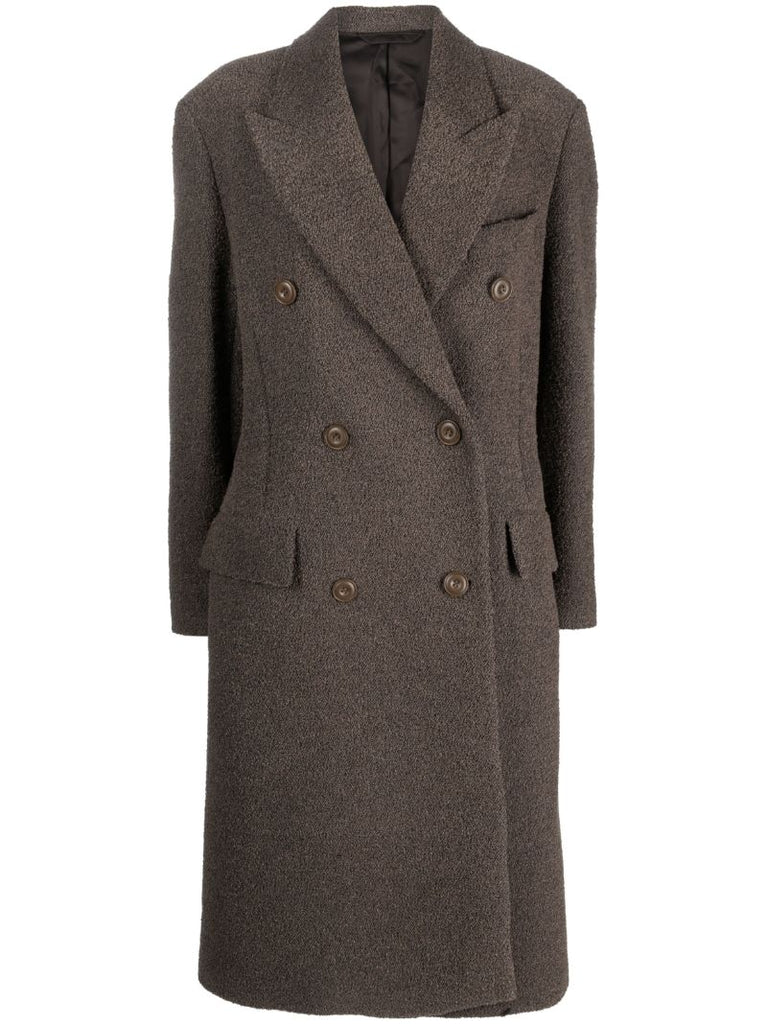 Grey BouclÃ© Double-breasted Coat