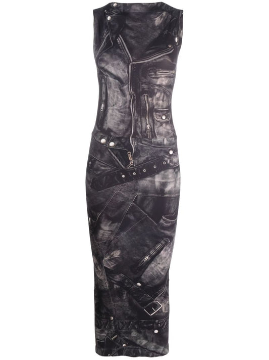 Black Trompe L'oeil Midi Dress