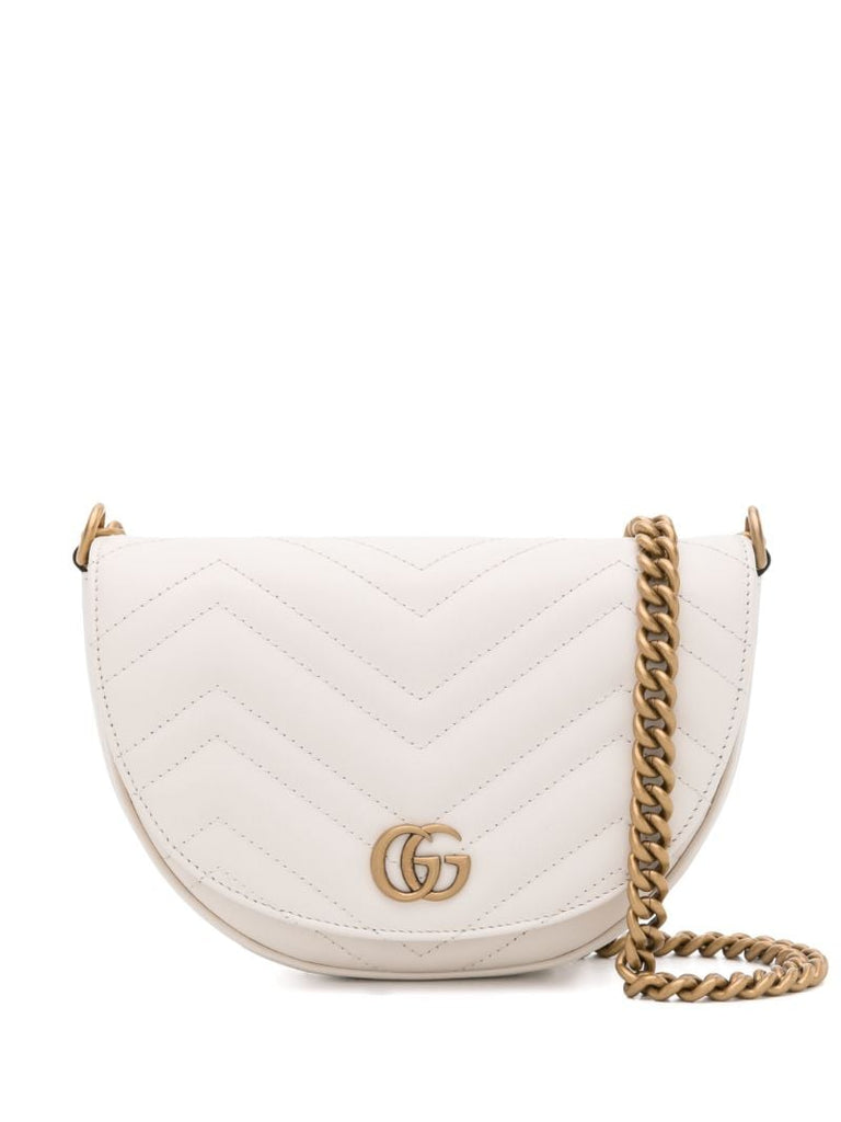 White Gg Marmont Mini Cross Body Bag