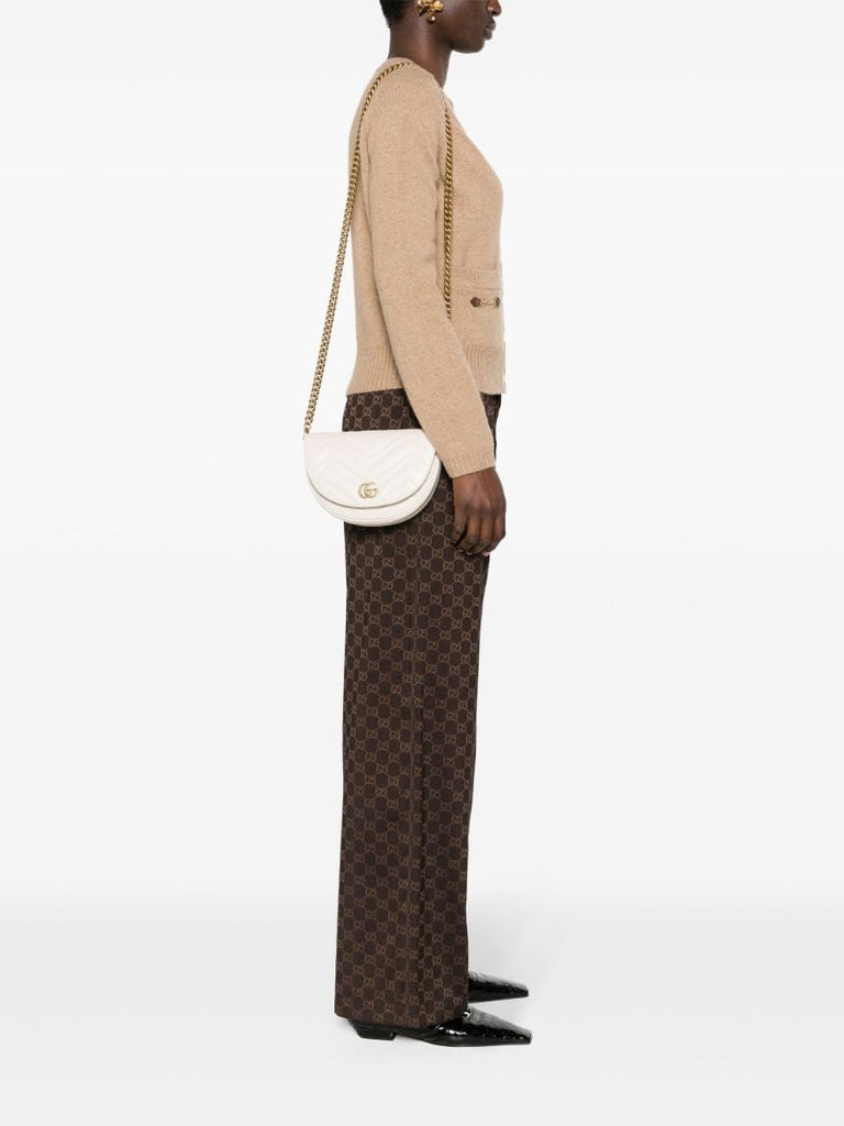 White Gg Marmont Mini Cross Body Bag