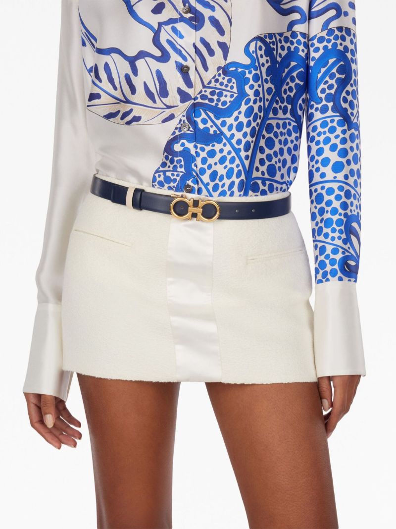 Blue Gancini Reversible Leather Belt