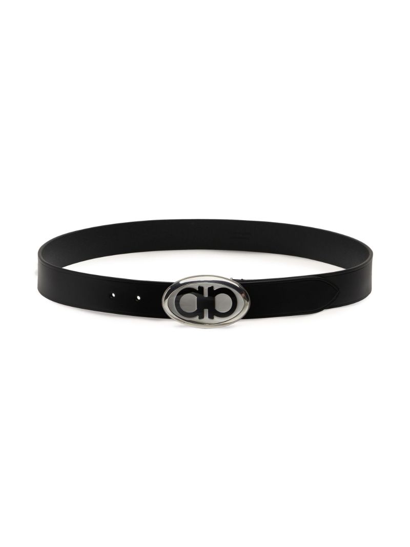 Black Gancini Buckle Leather Belt