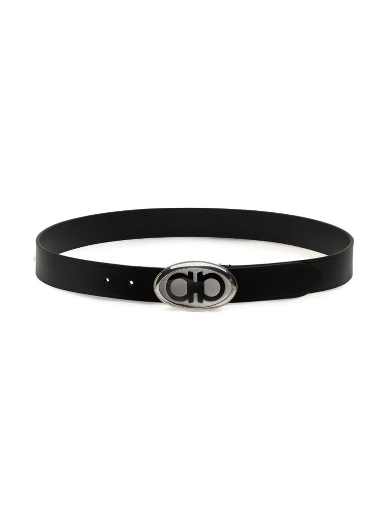 Black Gancini Buckle Leather Belt