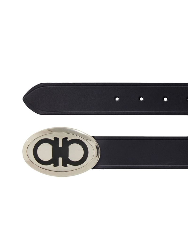 Black Gancini Buckle Leather Belt