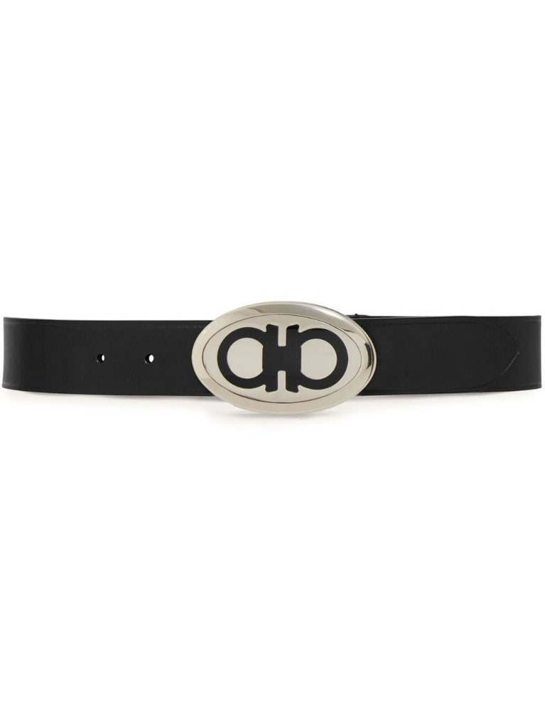 Black Gancini Buckle Leather Belt
