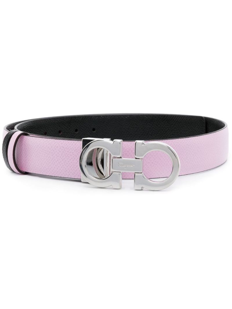 Pink Gancini Reversible Leather Belt