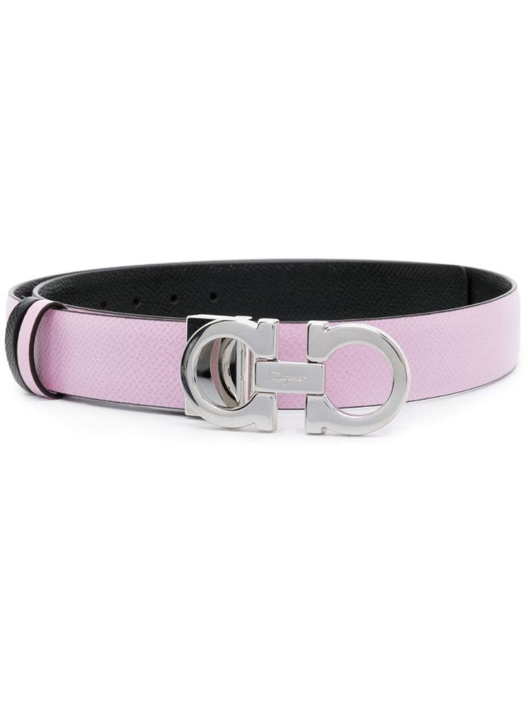 Pink Gancini Reversible Leather Belt