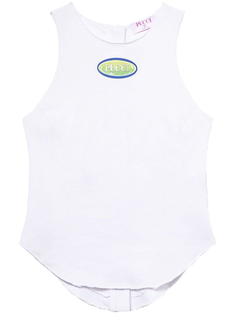 White Logo-appliquÃ_x0083_Â© Cotton Tank Top