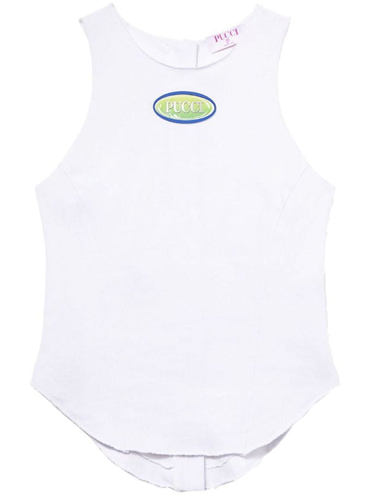 White Logo-appliquÃ_x0083_Â© Cotton Tank Top