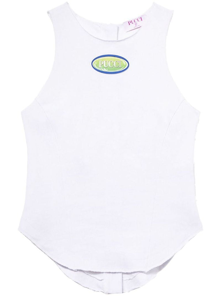 White Logo-appliquÃ_x0083_Â© Cotton Tank Top