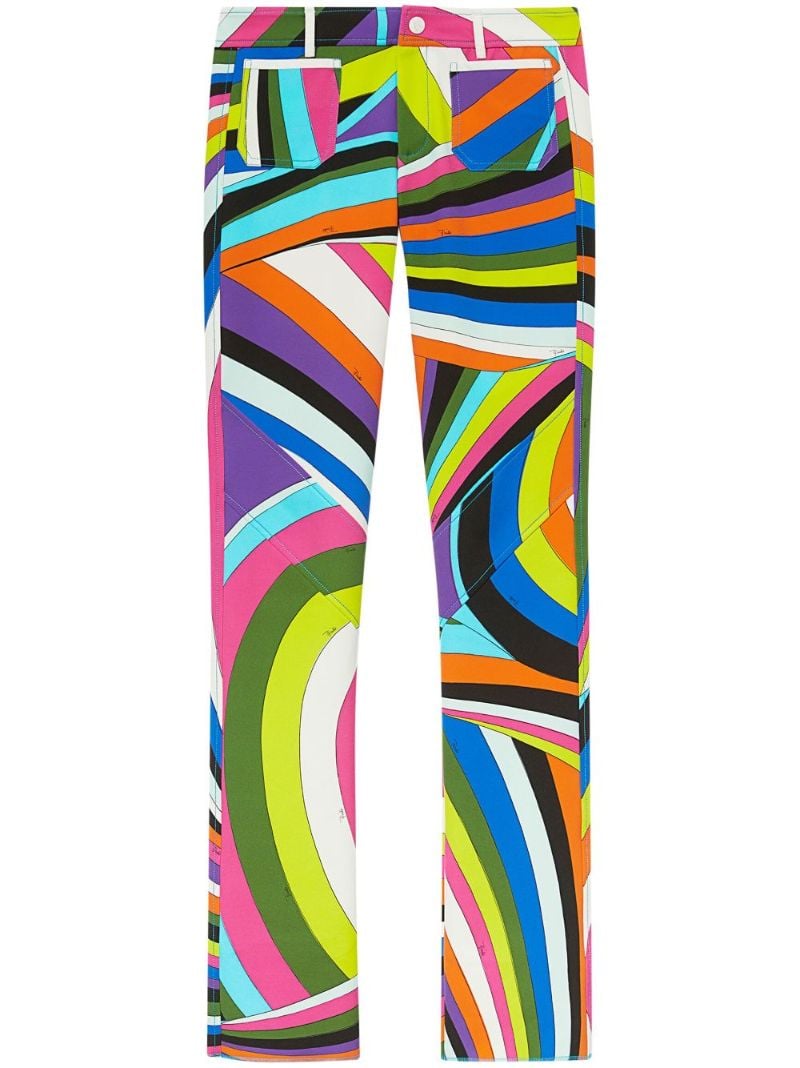 Blue Iride-print Straight-leg Trousers