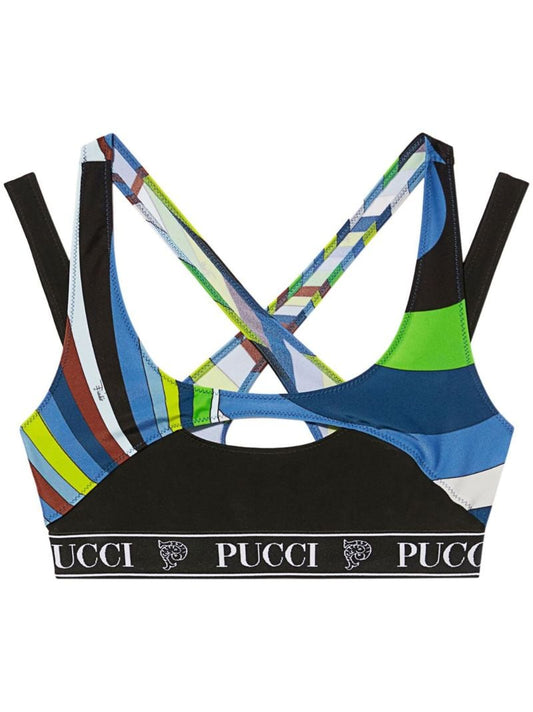 Blue Iride-print Sports Bra