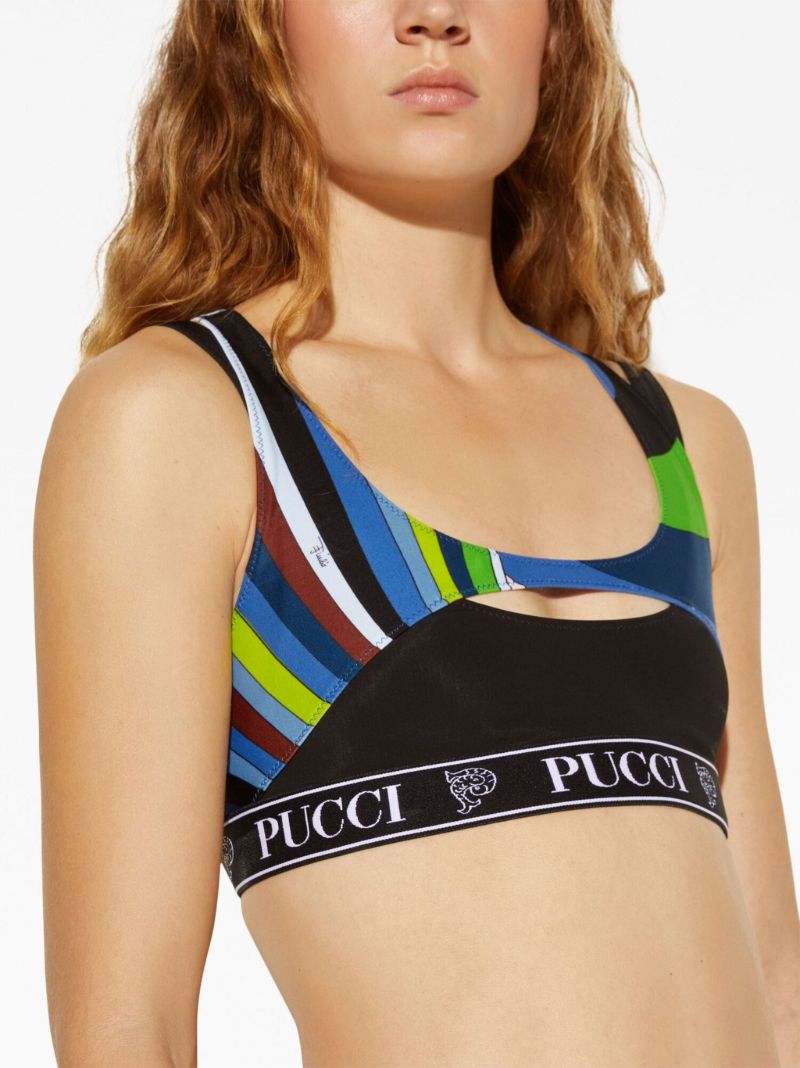 Blue Iride-print Sports Bra