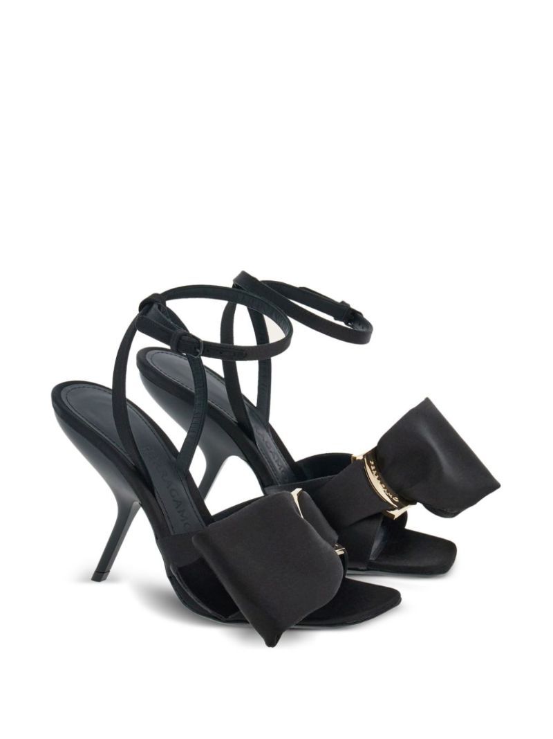 Black 105 Asymmetric-bow Satin Sandals