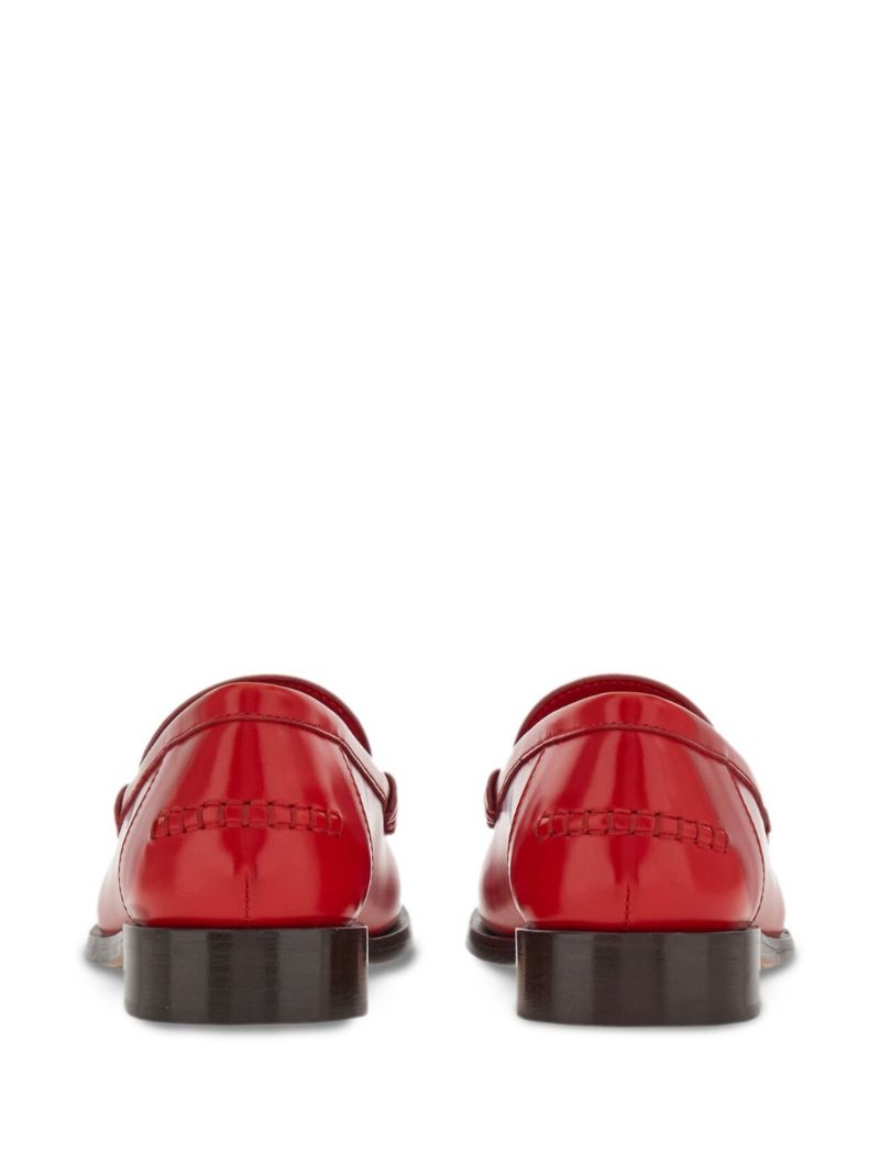 Red Embossed Logo Leather Loafers