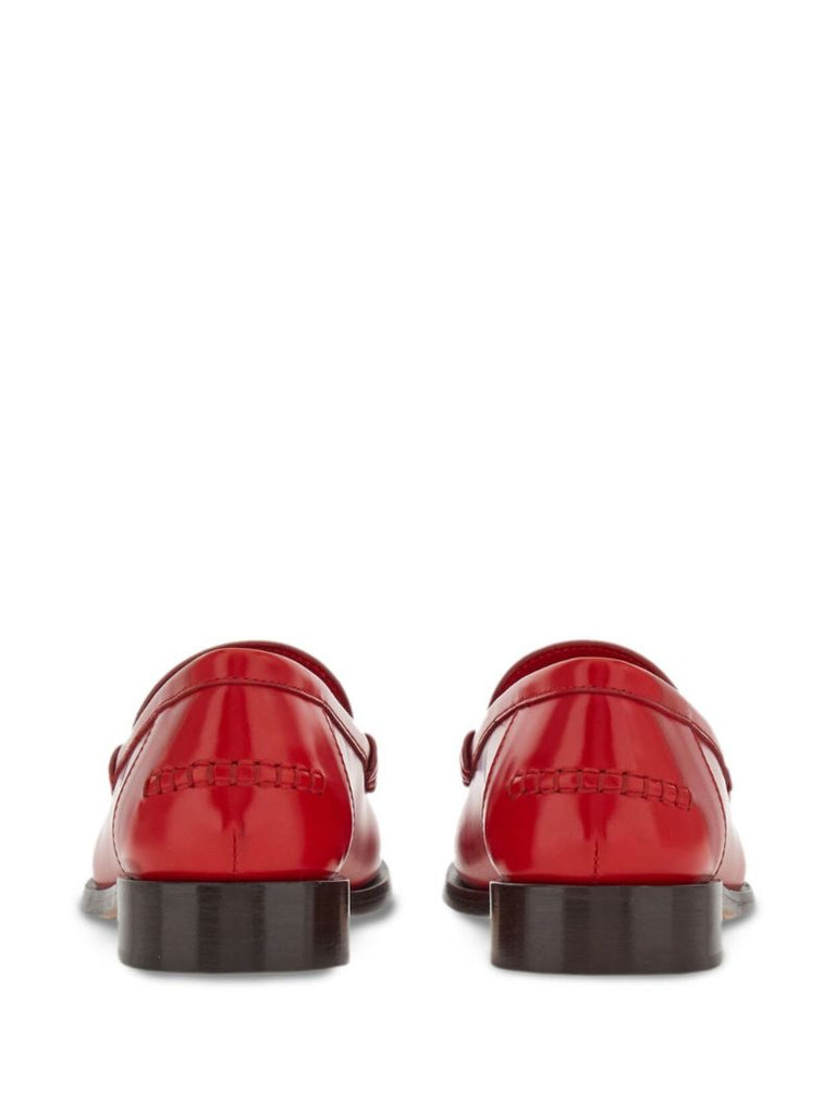 Red Embossed Logo Leather Loafers