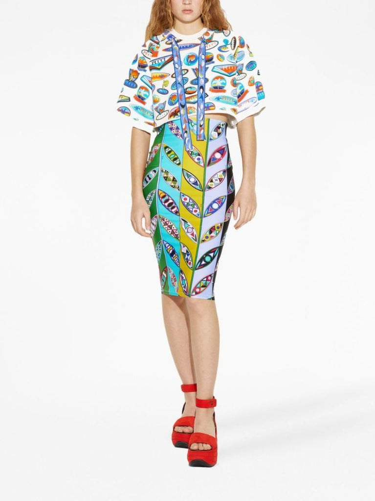 Green Girandole-print Midi Skirt