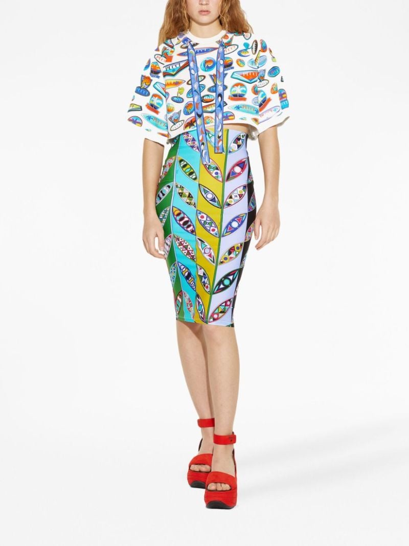 Green Girandole-print Midi Skirt