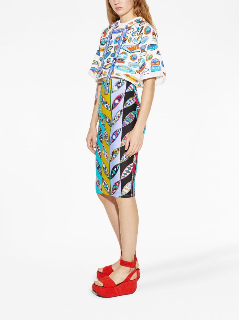 Green Girandole-print Midi Skirt