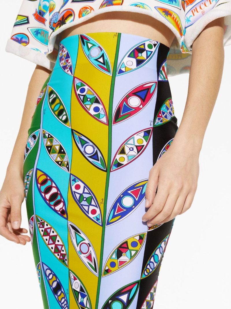 Green Girandole-print Midi Skirt