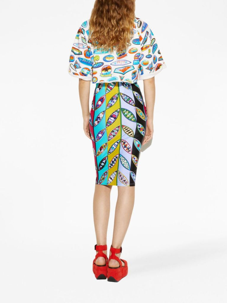 Green Girandole-print Midi Skirt