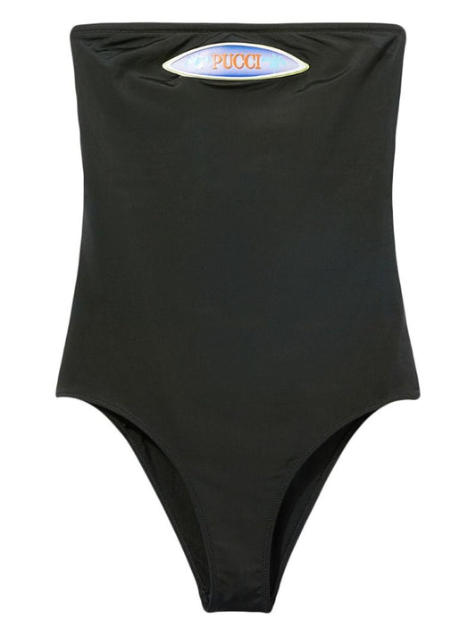 Black Logo-appliquÃ© Swimsuit