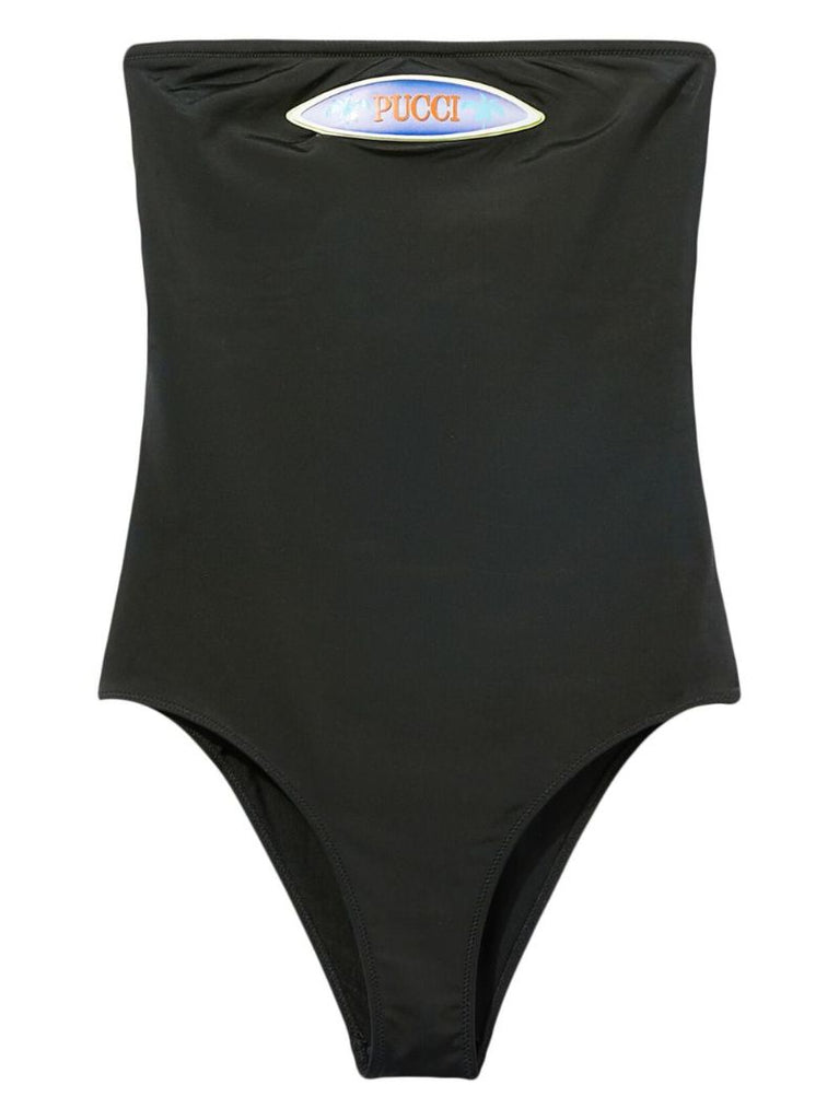 Black Logo-appliquÃ© Swimsuit