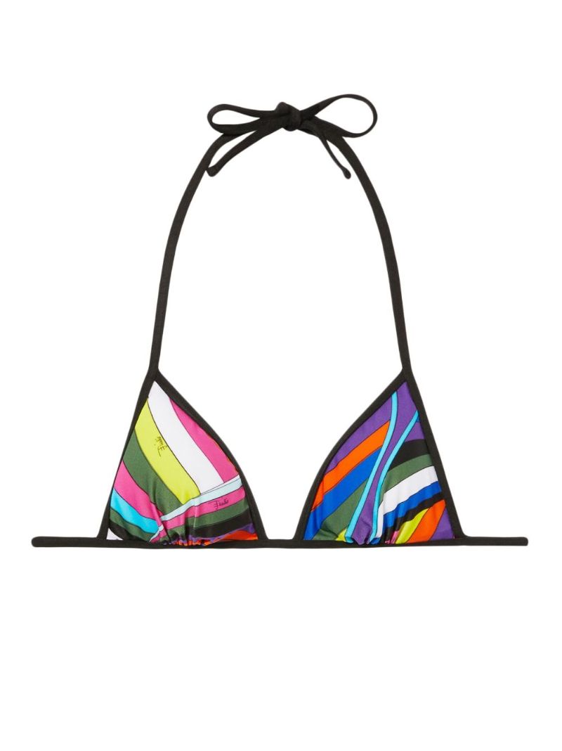 Black Iride Print Triangle Bikini Top