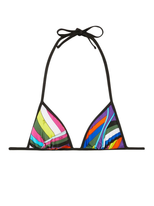 Black Iride Print Triangle Bikini Top