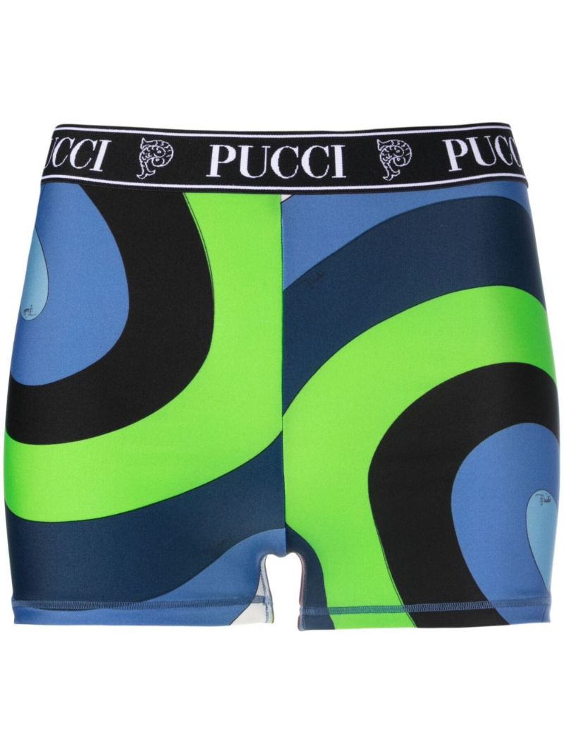 Blue Marmo-print Shorts