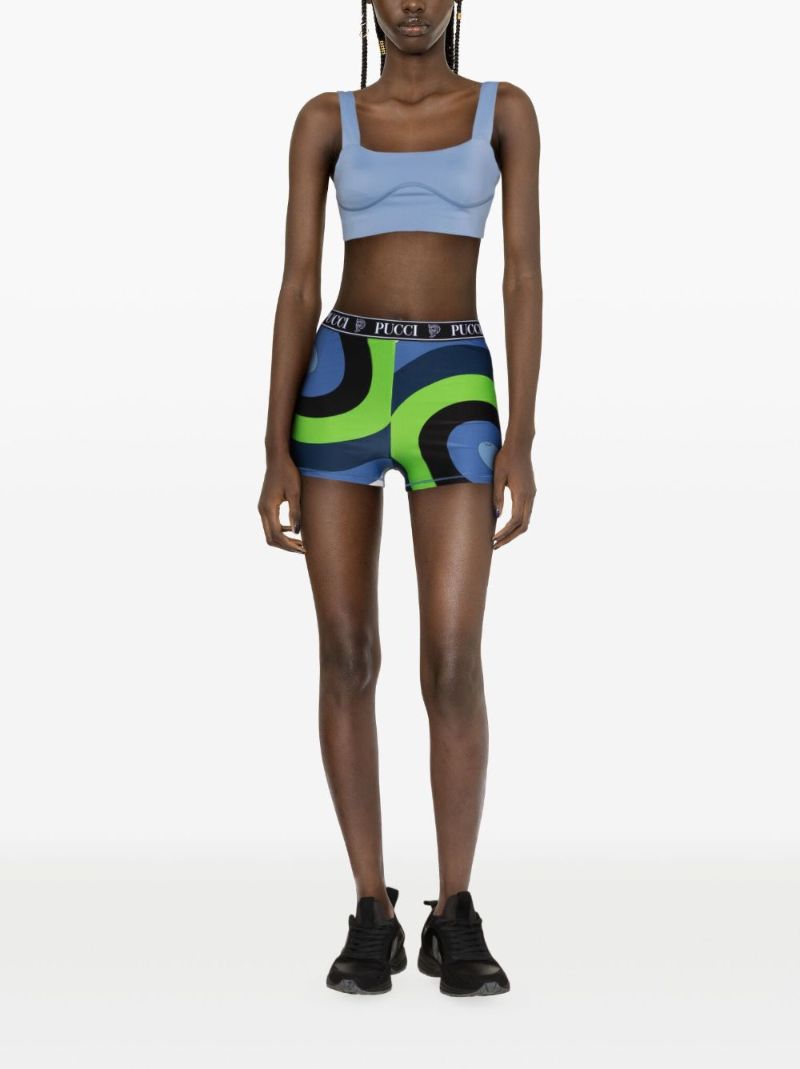 Blue Marmo-print Shorts