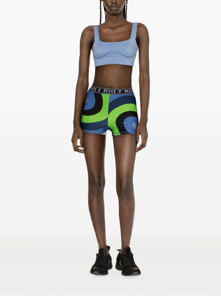 Blue Marmo-print Shorts