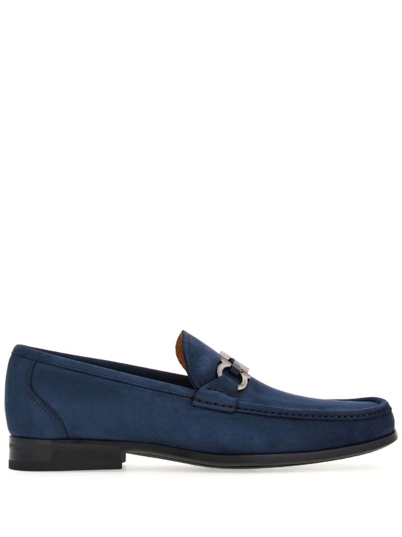 Blue Gancini Suede Loafers