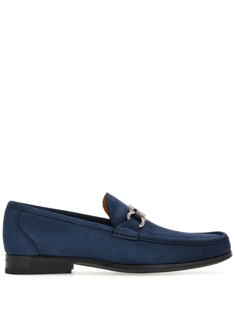 Blue Gancini Suede Loafers