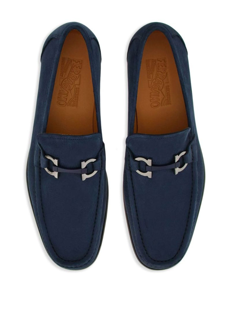 Blue Gancini Suede Loafers