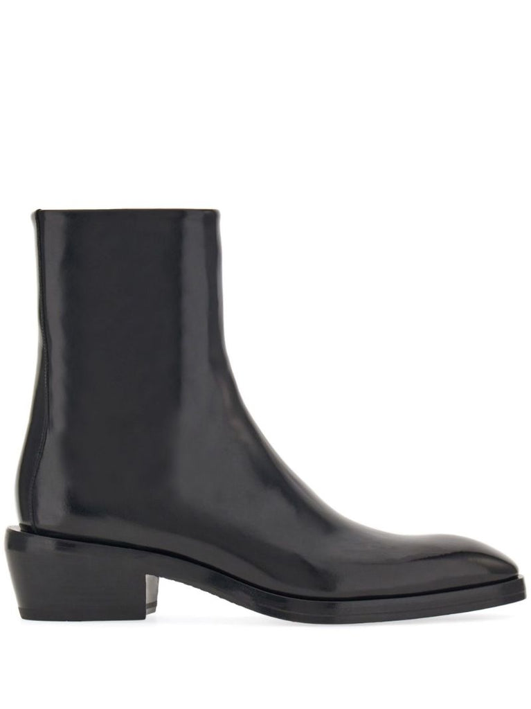 Black Leather Ankle Boots