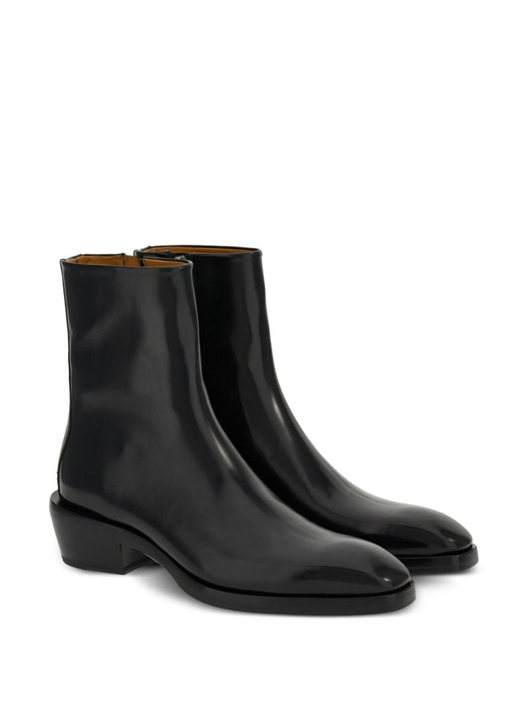 Black Leather Ankle Boots