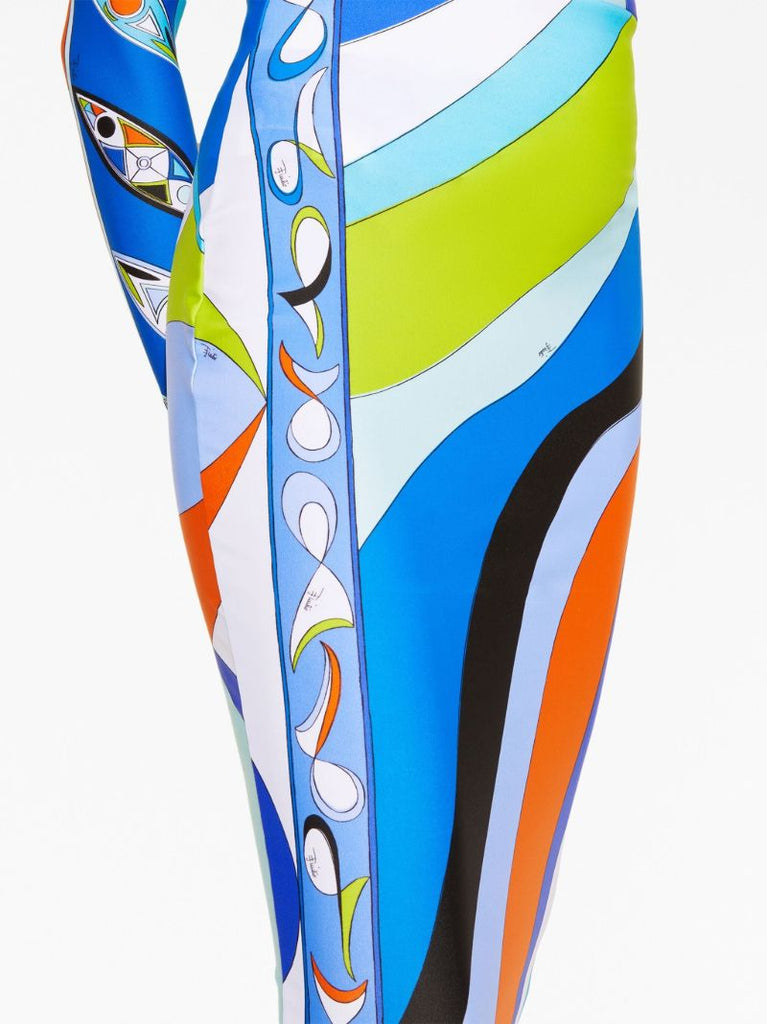 Blue Girandole and Pesci-print Midi Skirt