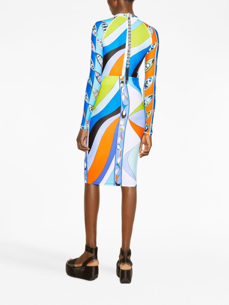 Blue Girandole and Pesci-print Midi Skirt