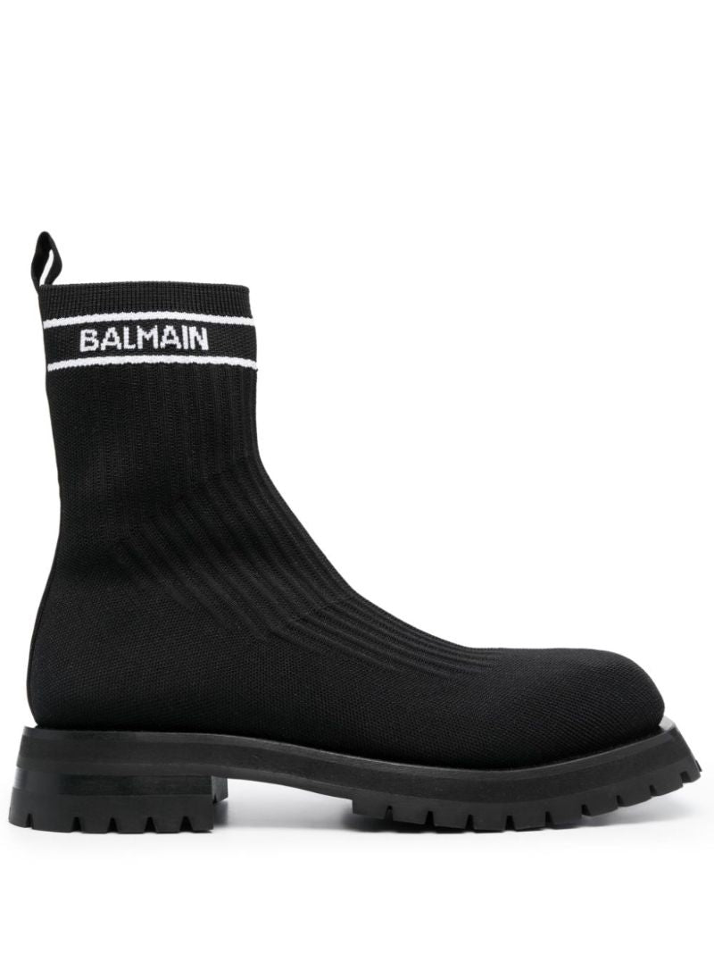Black Knitted Sock Ankle Boots