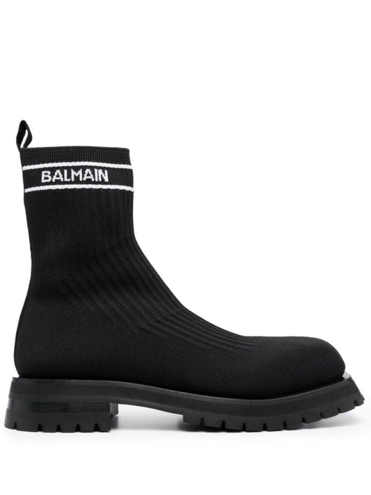 Black Knitted Sock Ankle Boots