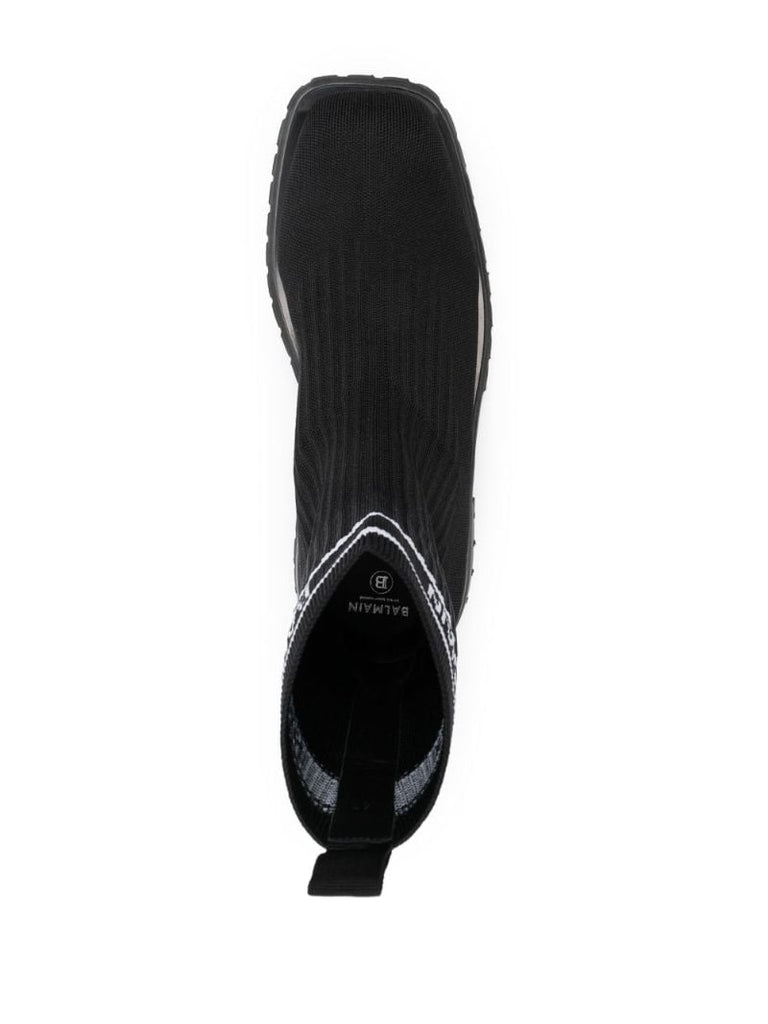 Black Knitted Sock Ankle Boots